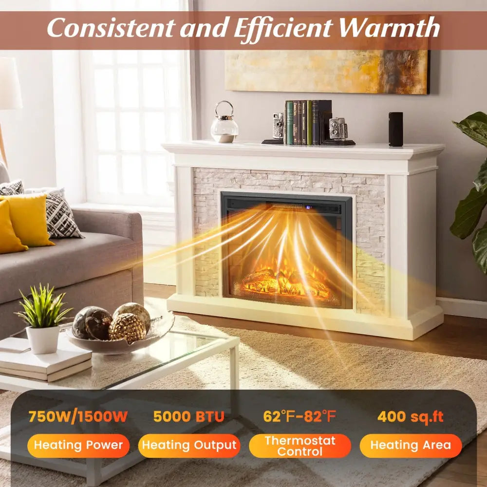Curved Recessed Electric Fireplace Insert with Remote Control and Overheat Protection-26 Inch - Fireplaces