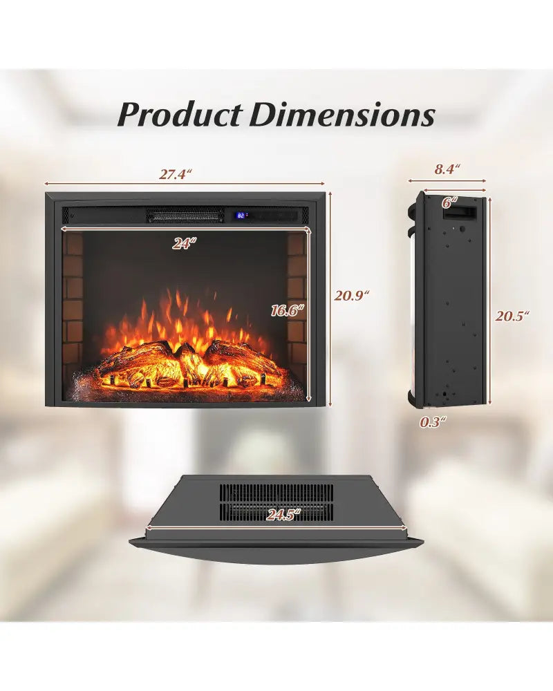 Curved Recessed Electric Fireplace Insert with Remote Control and Overheat Protection-26 Inch - Fireplaces