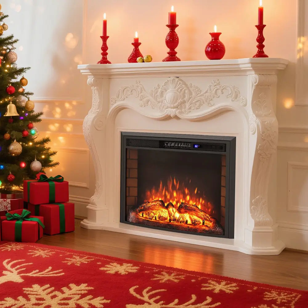Curved Recessed Electric Fireplace Insert with Remote Control and Overheat Protection-26 Inch - Fireplaces
