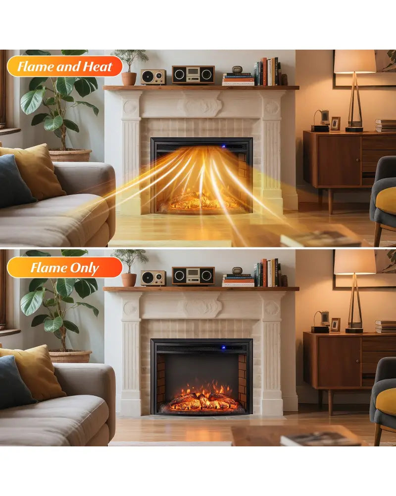 Curved Recessed Electric Fireplace Insert with Remote Control and Overheat Protection-26 Inch - Fireplaces