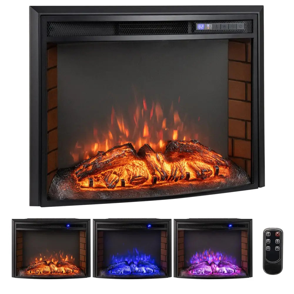 Curved Recessed Electric Fireplace Insert with Remote Control and Overheat Protection-26 Inch - Fireplaces