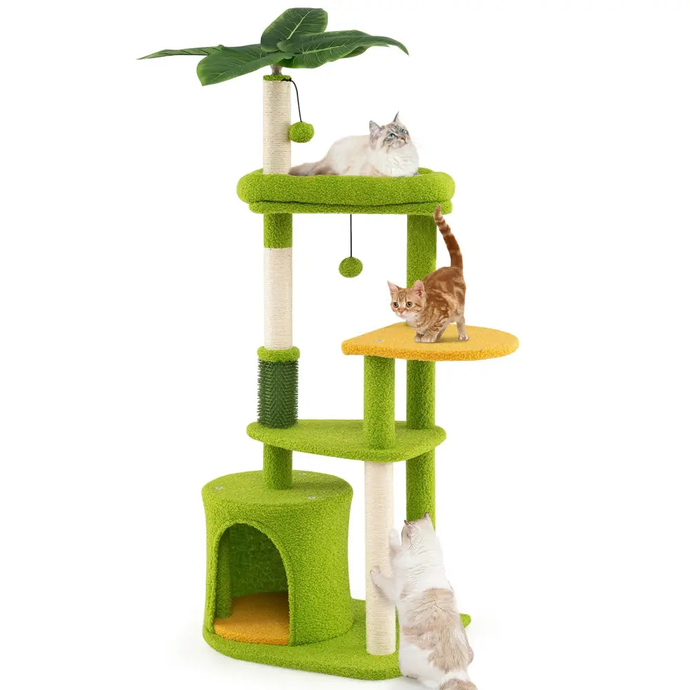 Cute Cat Tree for Adult Cats Multi-level Kitty Tower-Green - Green - Cat Trees Condos & Scratchers