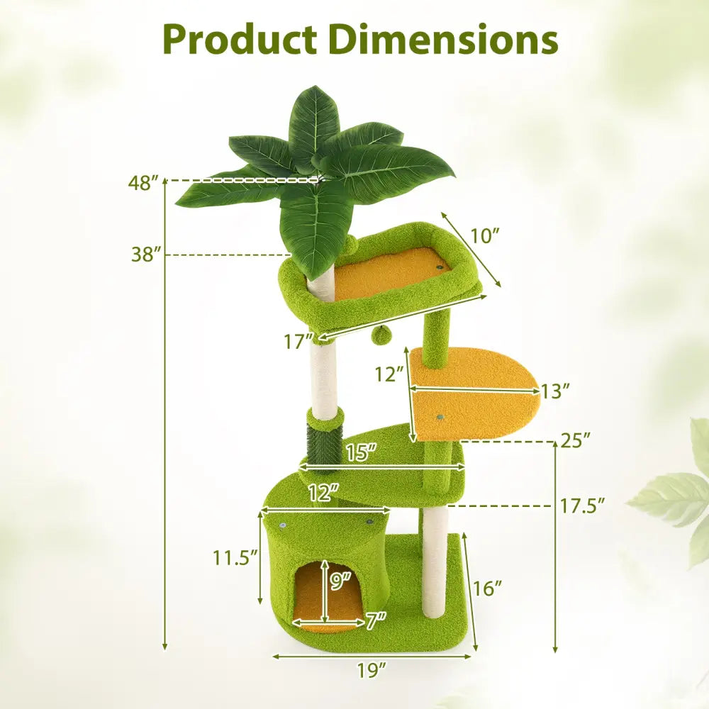 Cute Cat Tree for Adult Cats Multi-level Kitty Tower-Green - Green - Cat Trees Condos & Scratchers