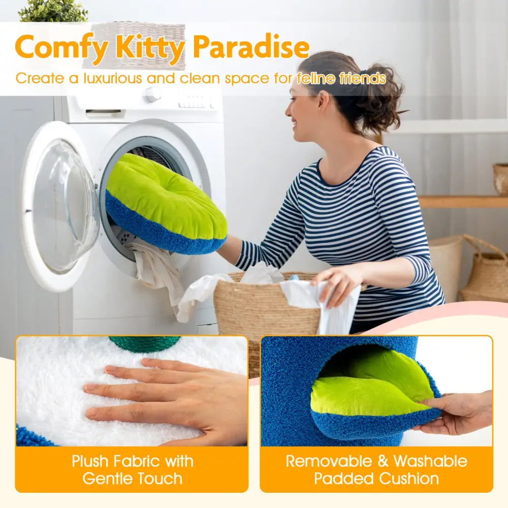 Cute Cat Tree with Flower Padded Perch for Indoor Cats-Yellow - Yellow - Cat Trees Condos & Scratchers