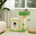 Cute Cat Tree with Sisal Scratching Posts and Dangling Ball - Green - Cat Trees Condos & Scratchers