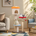 Cute Mushroom Cat Tree with Sisal Scratching Posts Top Condo and Padded Platforms-Multicolor - Multicolor - Cat Trees