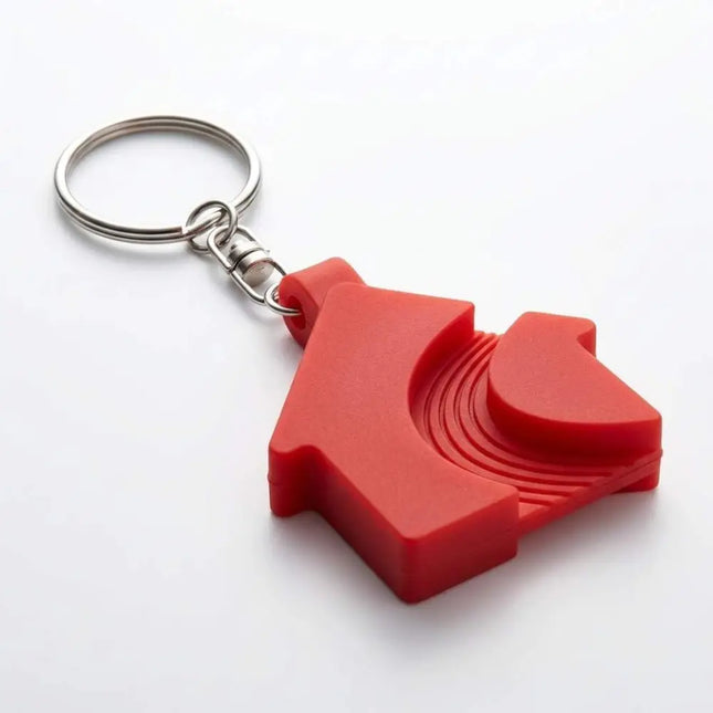 Cute Red House-Shaped Silicone Keychain with Key Ring - Decor