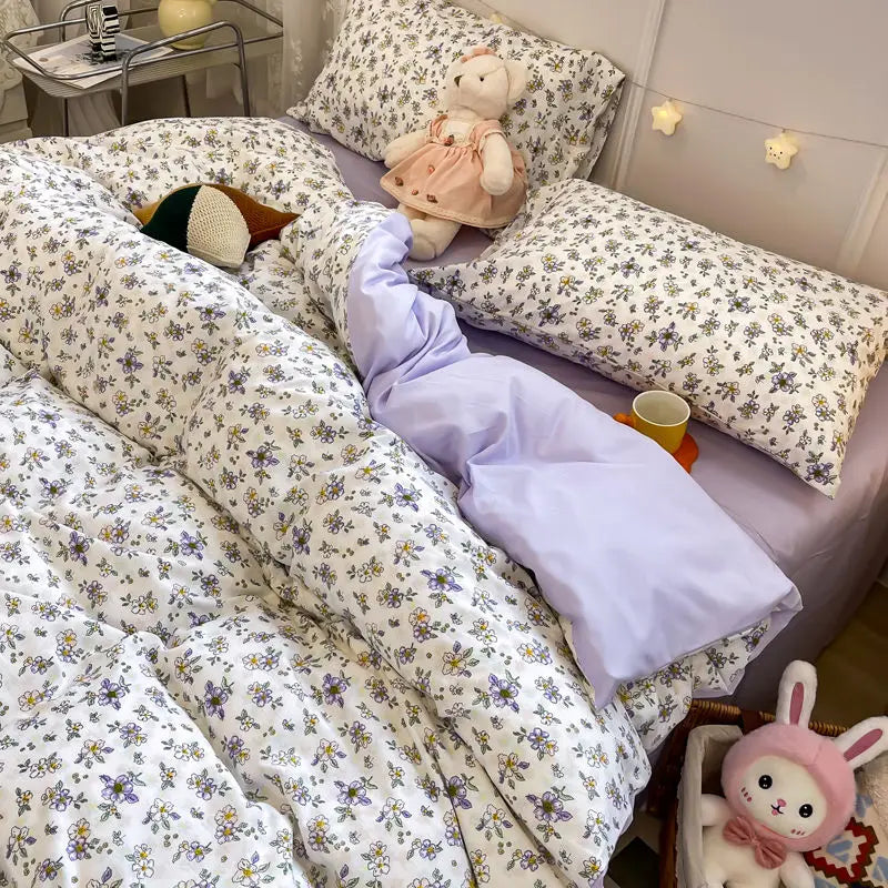 Pink Floral Bedding Set – Soft Duvet Cover, Bed Sheet & Pillowcases