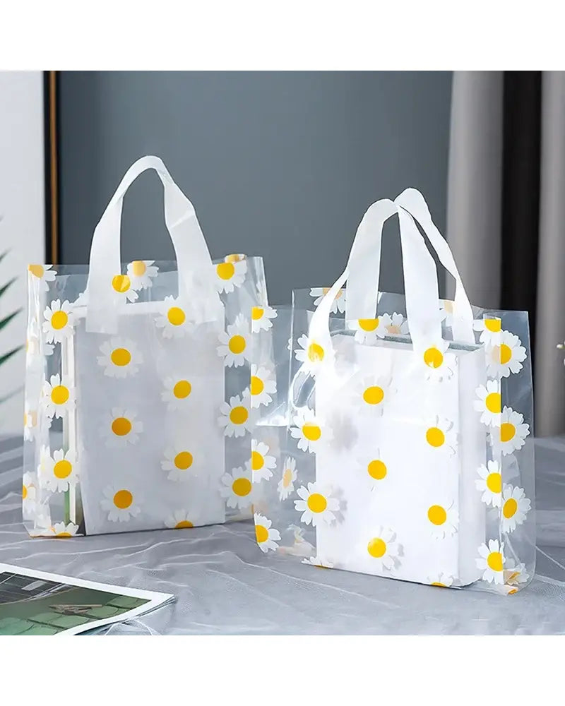 Daisy Printed Transparent Tote Bag-5/10pc