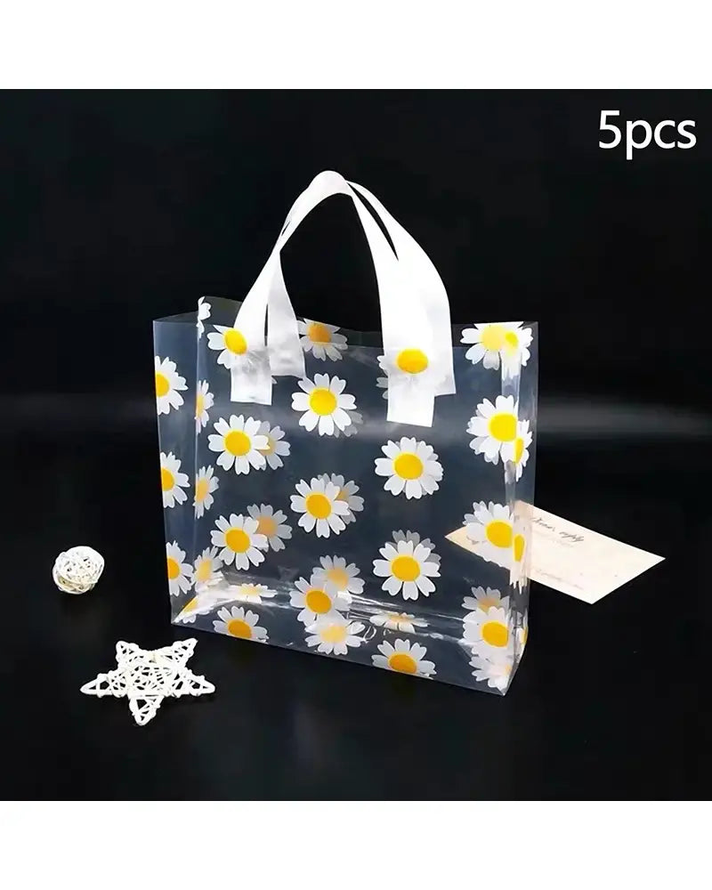 Daisy Printed Transparent Tote Bag-5/10pc - 5PCS