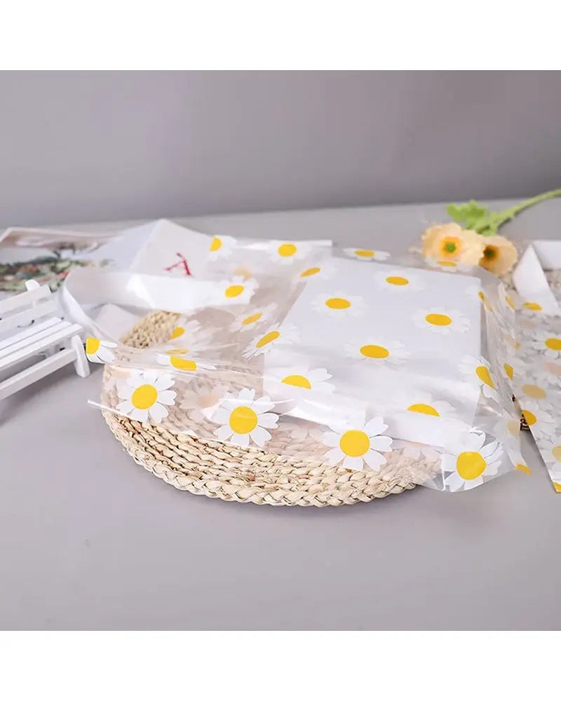 Daisy Printed Transparent Tote Bag-5/10pc