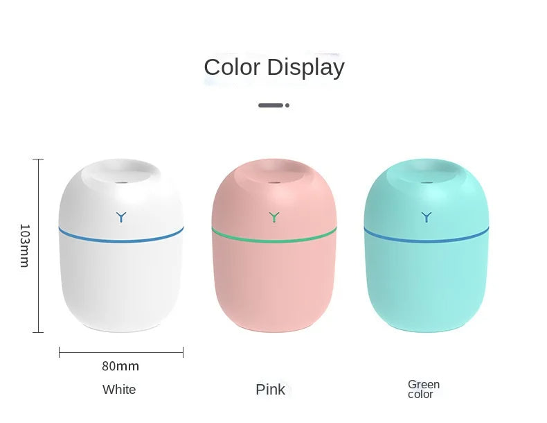 Mini Portable Ultrasonic Air Humidifier & USB Oil Diffuser with LED