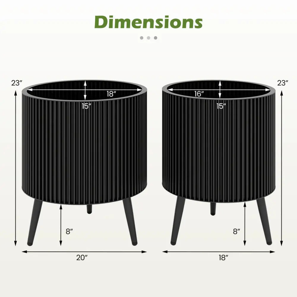 Decorative Flower Pots with Stand and Drainage Holes Set of 2-L - Raised Garden Beds
