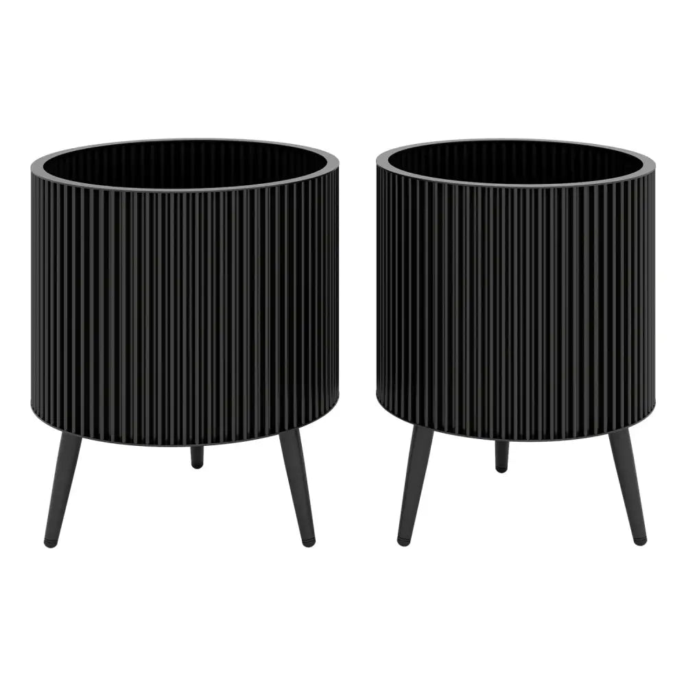 Decorative Flower Pots with Stand and Drainage Holes Set of 2-L - Raised Garden Beds