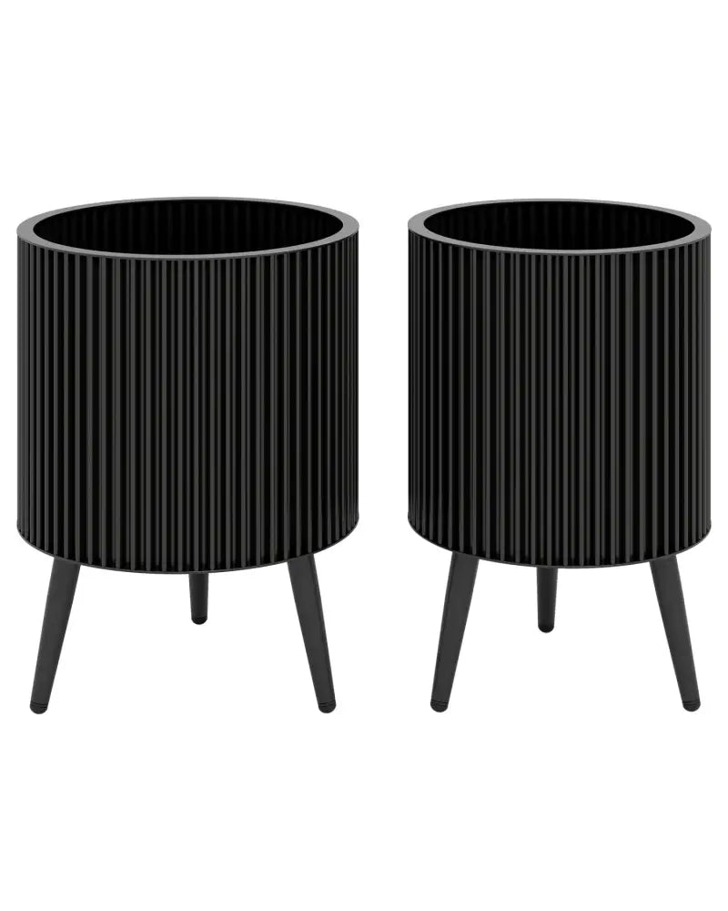 Decorative Flower Pots with Stand and Drainage Holes Set of 2-M - Raised Garden Beds