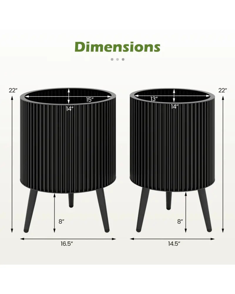 Decorative Flower Pots with Stand and Drainage Holes Set of 2-M - Raised Garden Beds