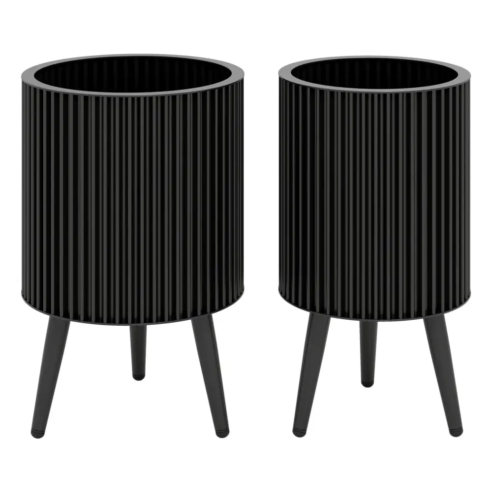 Decorative Flower Pots with Stand and Drainage Holes Set of 2-S - Raised Garden Beds