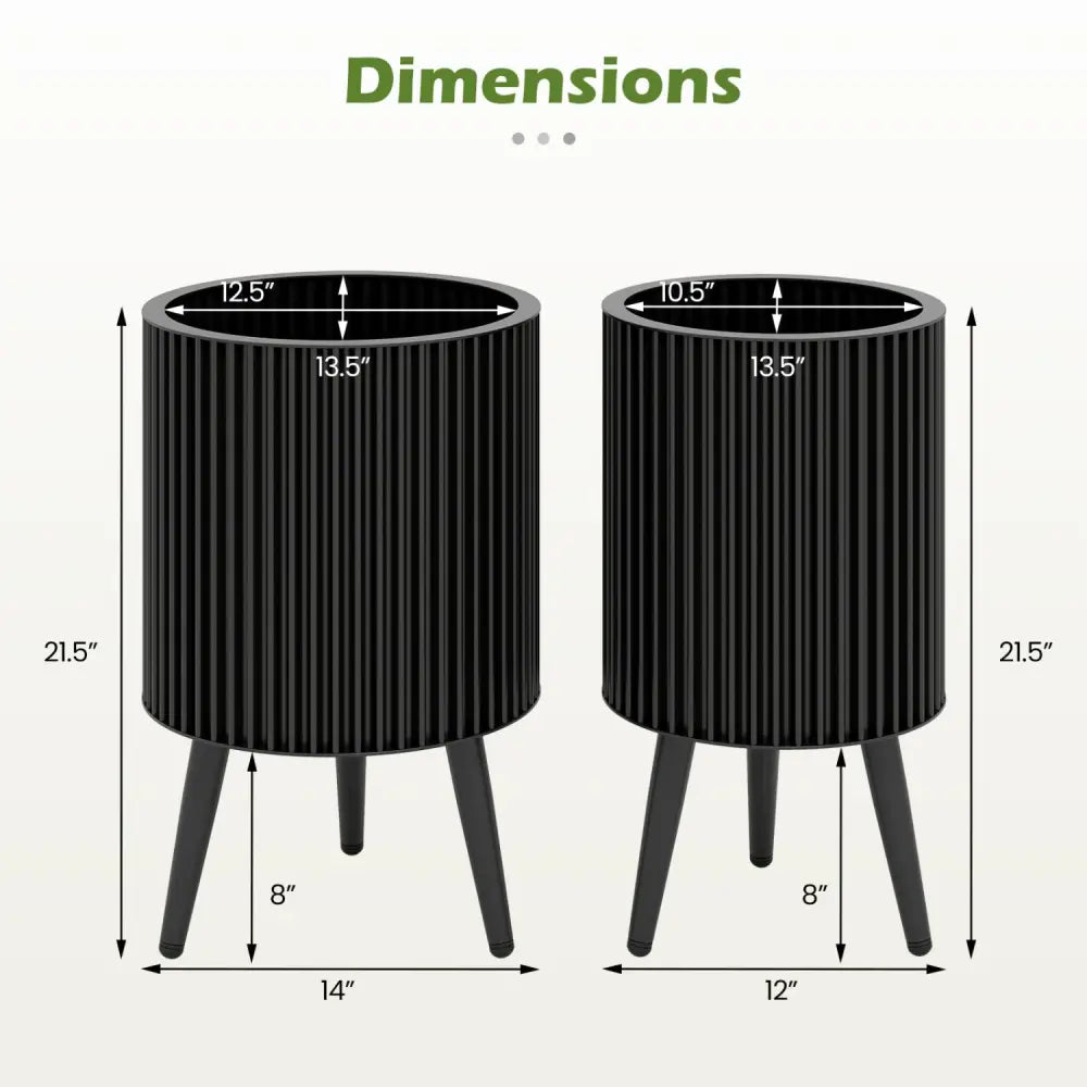 Decorative Flower Pots with Stand and Drainage Holes Set of 2-S - Raised Garden Beds