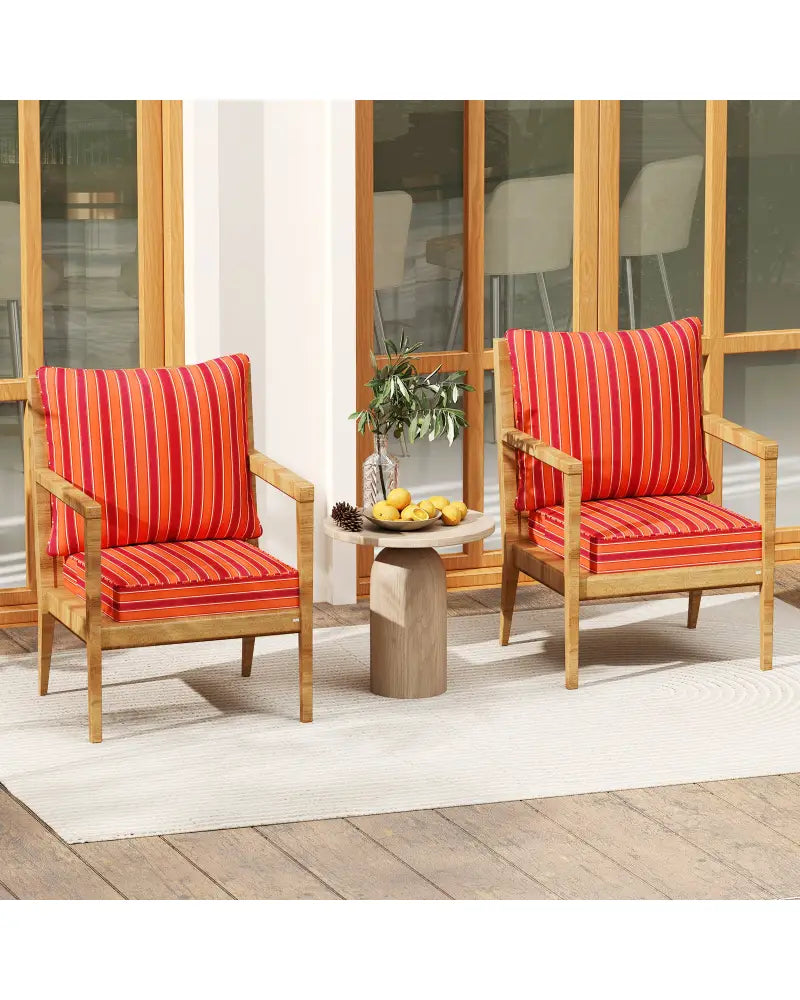 Deep Seat Chair Cushion Pads Set with Rope Belts for Indoor and Outdoor-Orange - Orange - Outdoor Furniture Accessories