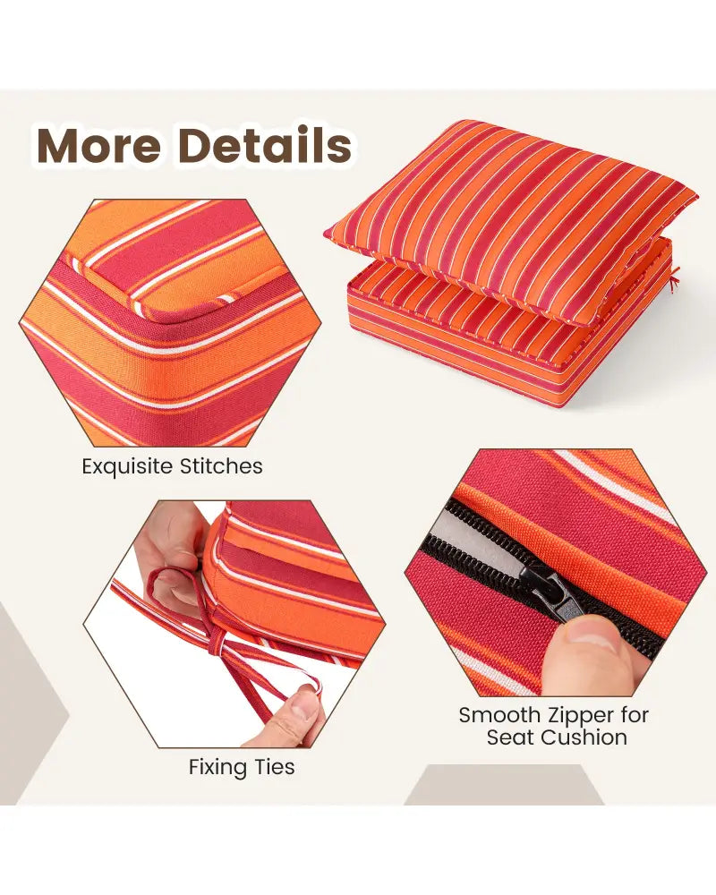 Deep Seat Chair Cushion Pads Set with Rope Belts for Indoor and Outdoor-Orange - Orange - Outdoor Furniture Accessories