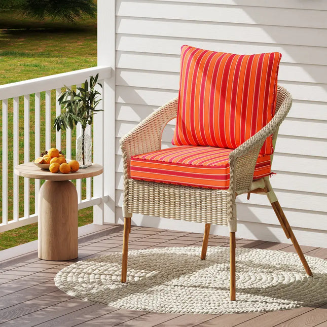 Deep Seat Chair Cushion Pads Set with Rope Belts for Indoor and Outdoor-Orange - Orange - Outdoor Furniture Accessories