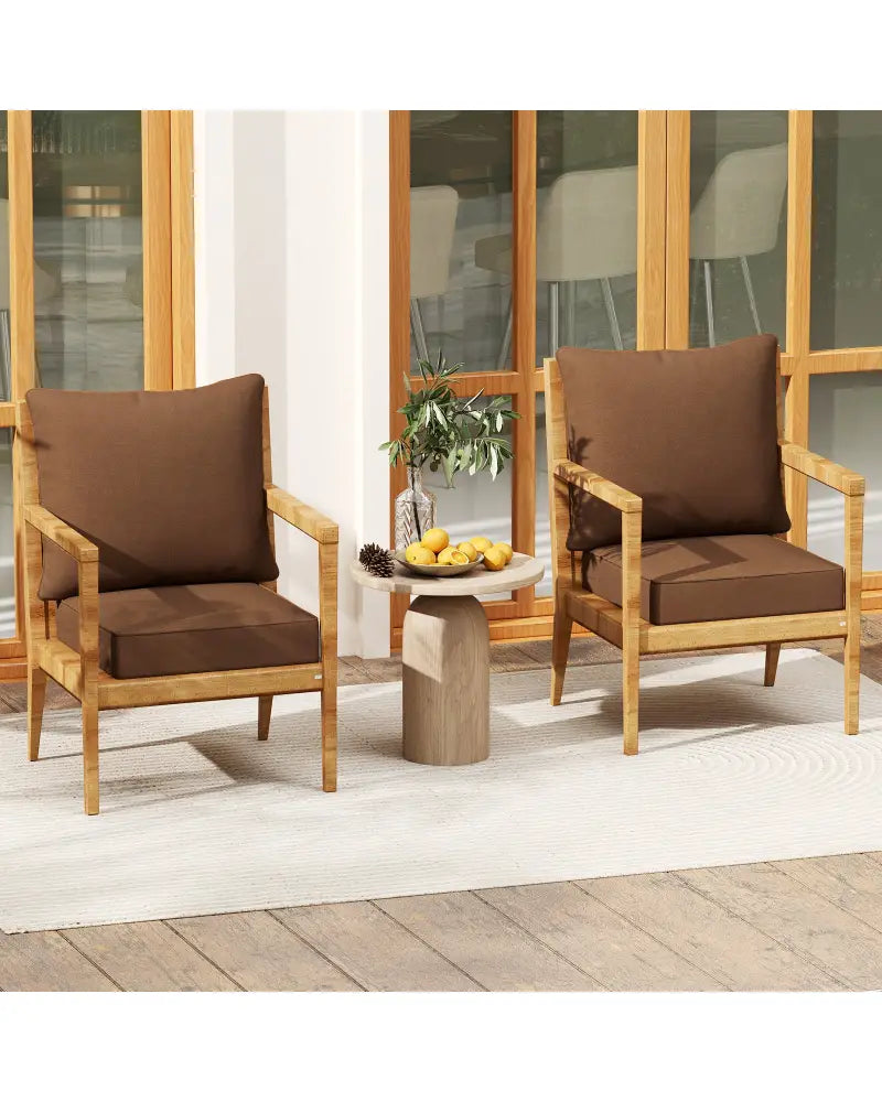 Deep Seat Chair Cushion Pads Set with Rope Belts for Indoor and Outdoor-Brown - Brown - Outdoor Furniture Accessories