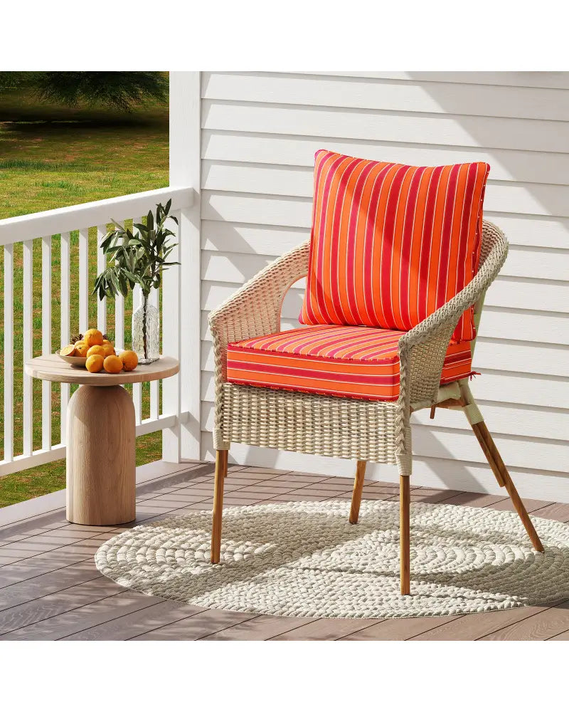 Deep Seat Chair Cushion Pads Set with Rope Belts for Indoor and Outdoor-Orange - Orange - Outdoor Furniture Accessories