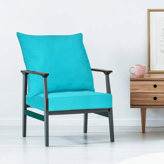 Deep Seat Chair Cushion Pads Set with Rope Belts for Indoor and Outdoor-Turquoise - Turquoise - Outdoor Furniture