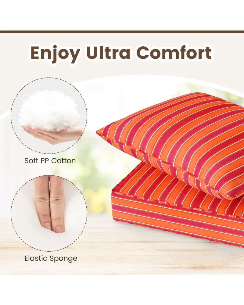 Deep Seat Chair Cushion Pads Set with Rope Belts for Indoor and Outdoor-Orange - Orange - Outdoor Furniture Accessories
