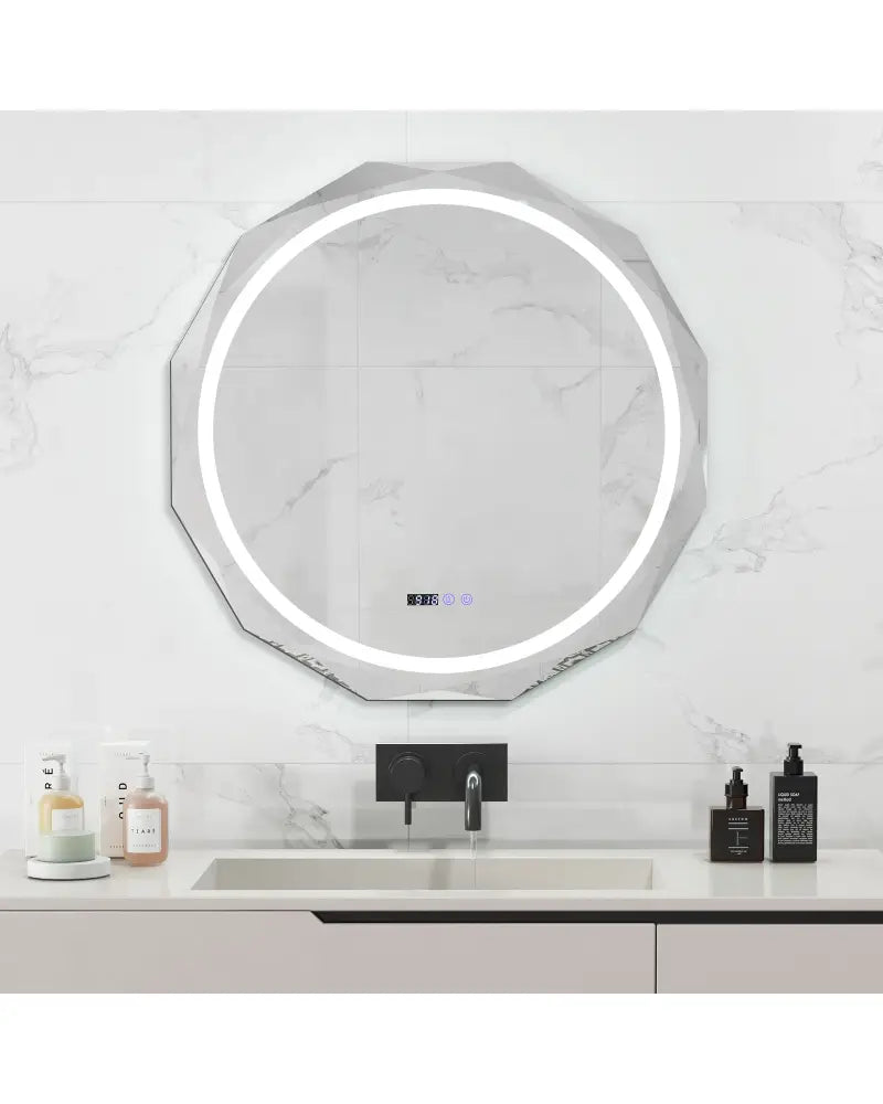 Defogging LED Bathroom Mirror with Stepless 3 Colors Temperature - White - Wall Mirrors