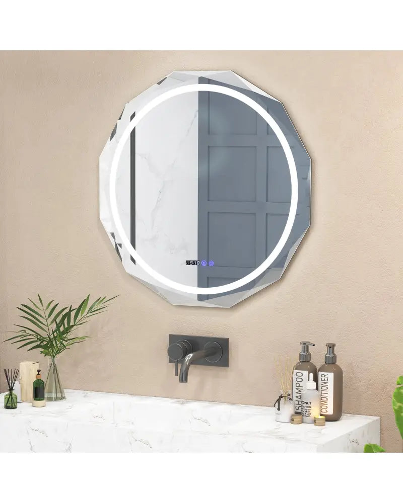 Defogging LED Bathroom Mirror with Stepless 3 Colors Temperature - White - Wall Mirrors