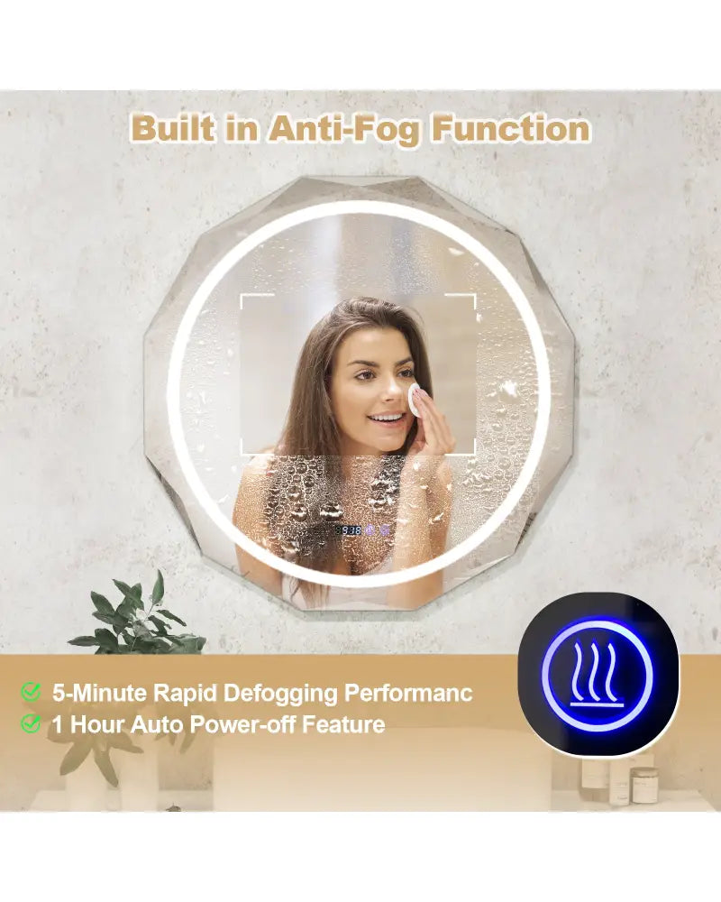 Defogging LED Bathroom Mirror with Stepless 3 Colors Temperature - White - Wall Mirrors