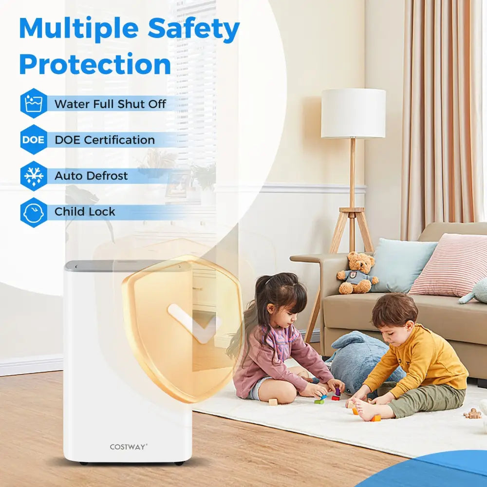 Dehumidifier with Auto Drain or Manual Drainage for Home Basement-White - White - Dehumidifiers