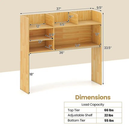 Desktop Bookshelf Countertop Storage Hutch with 6 Shelves-Beige - Beige - Bookcases