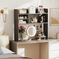 Desktop Bookshelf Countertop Storage Hutch with 6 Shelves-Oak - Oak - Bookcases