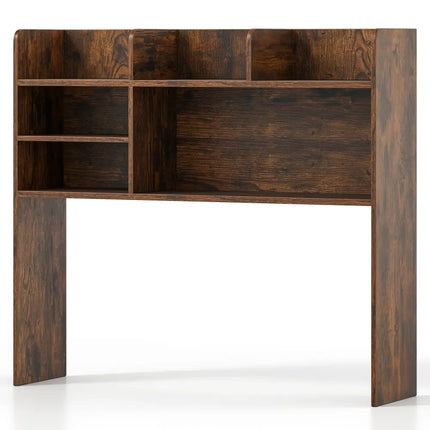 Desktop Bookshelf Countertop Storage Hutch with 6 Shelves-Rustic Brown - Rustic Brown - Bookcases