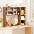 Desktop Bookshelf with 7 Open Cubbies and 3 Adjustable Shelves-Natural - Natural - Bookcases