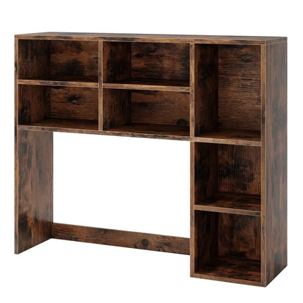 Desktop Bookshelf with 7 Open Cubbies and 3 Adjustable Shelves-Brown - Brown - Bookcases