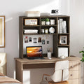Desktop Bookshelf with 7 Open Cubbies and 3 Adjustable Shelves-Oak - Oak - Bookcases