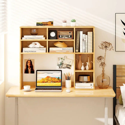 Desktop Bookshelf with 7 Open Cubbies and 3 Adjustable Shelves-Yellow - Yellow - Bookcases