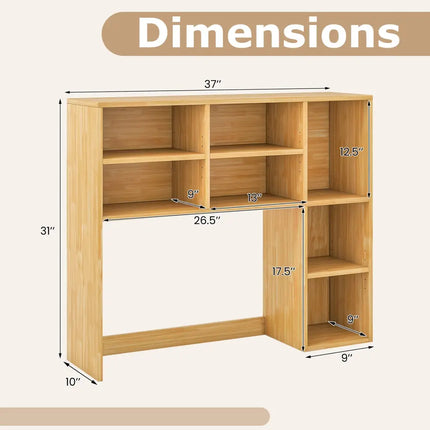 Desktop Bookshelf with 7 Open Cubbies and 3 Adjustable Shelves-Yellow - Yellow - Bookcases