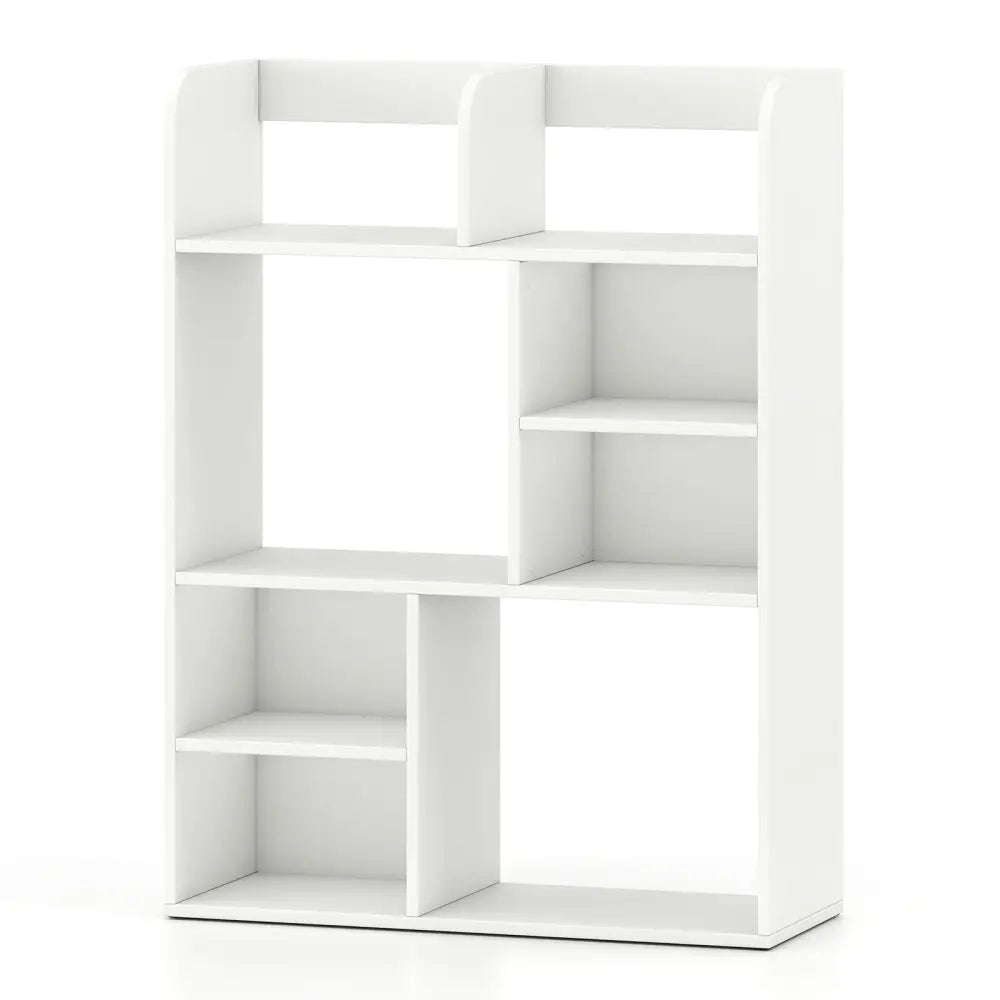 Desktop Display Rack with 8 Open Cubes for Home Office-White - White - Bookcases
