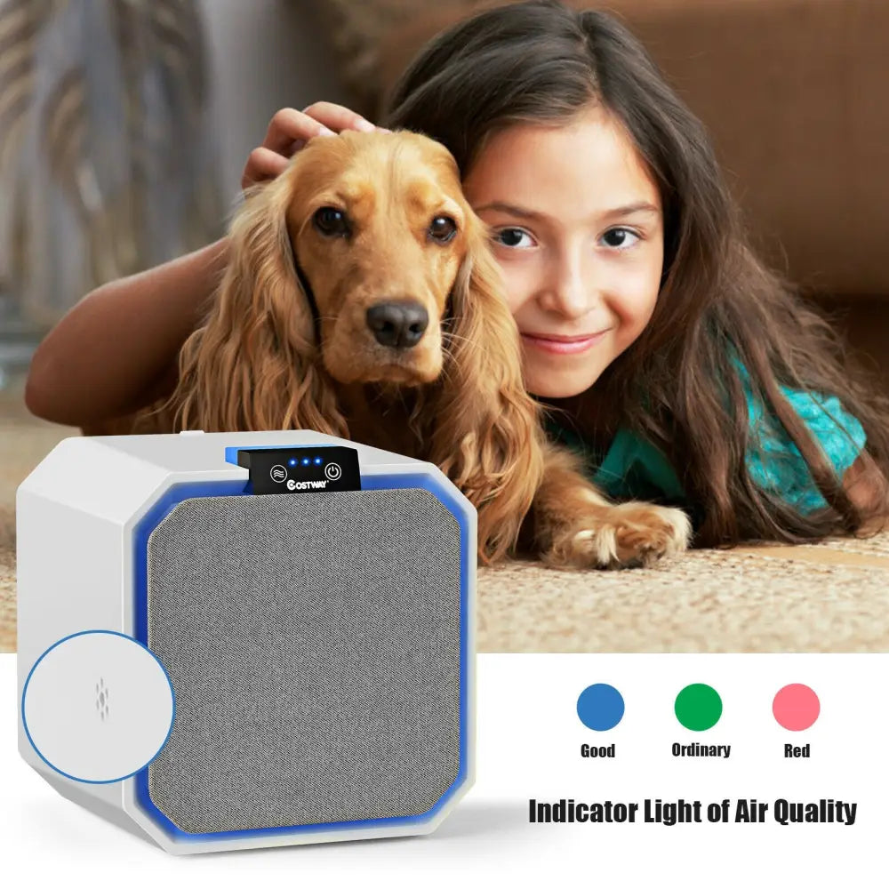 Desktop HEPA Air Purifier Home Air Cleaner with 2-in-1 Composite HEPA Filter - White - Air Purifiers