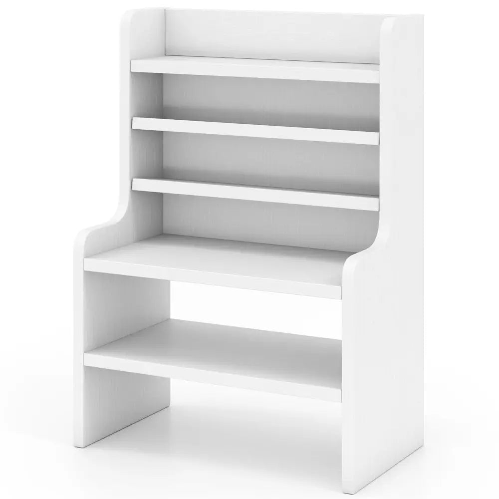 Desktop Organizer 6-Tier Mini Storage Rack with 2 Removable Shelves-White - White - Bookcases