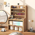 Desktop Organizer 6-Tier Mini Storage Rack with 2 Removable Shelves-Natural - Natural - Bookcases