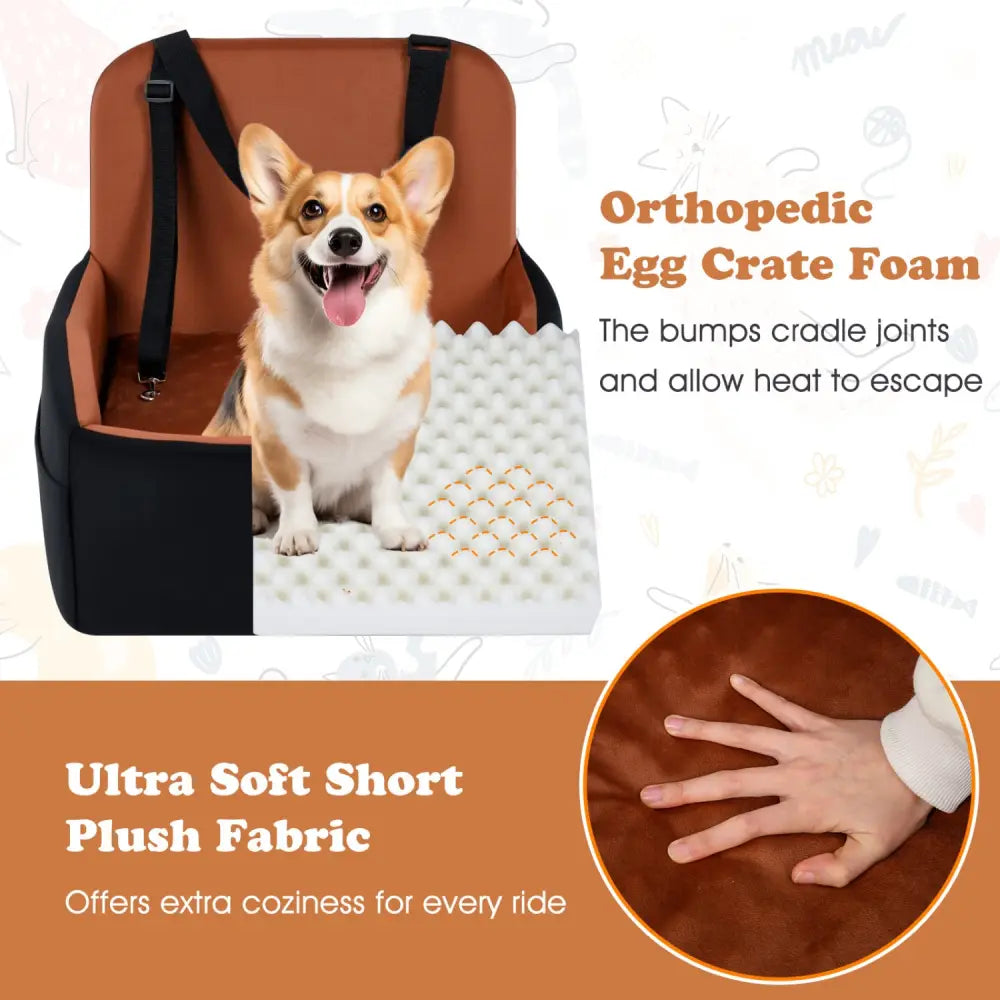 Detachable Dog Booster Car Seat Fits Front and Back Seat - Black & Red - Pets