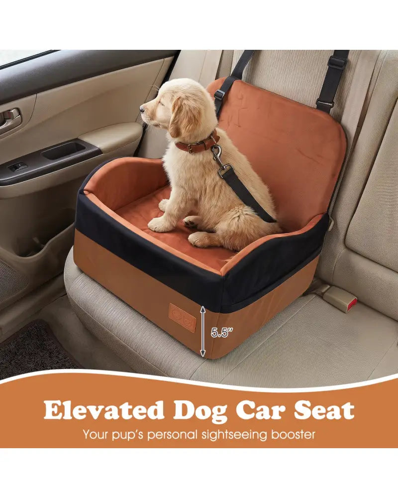 Detachable Dog Booster Car Seat Fits Front and Back Seat - Black & Red - Pets