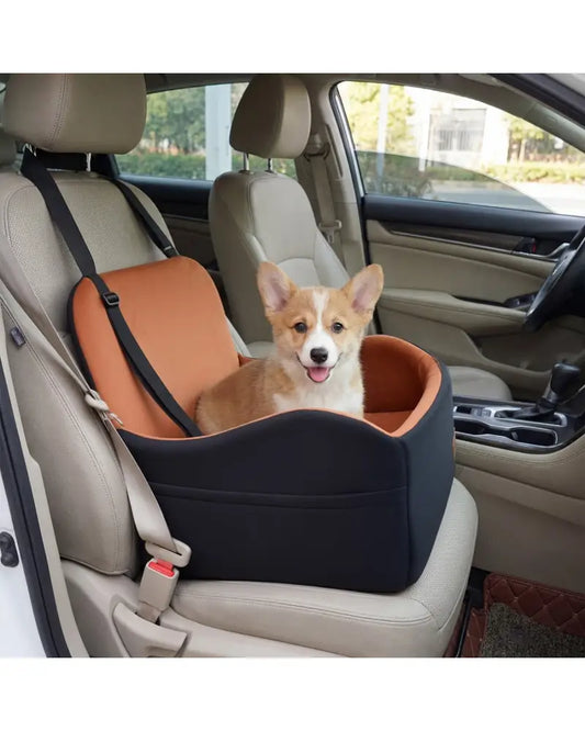 Detachable Dog Booster Car Seat Fits Front and Back Seat - Black & Red - Pets