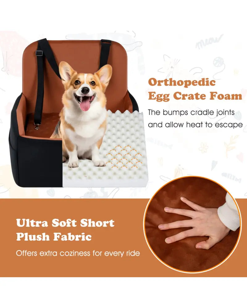 Detachable Dog Booster Car Seat Fits Front and Back Seat - Black & Red - Pets
