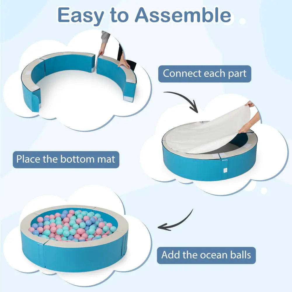 Detachable Foam Ball Pit with 50 Colorful Ocean Balls-Blue - Blue - Baby Playpen & Playards